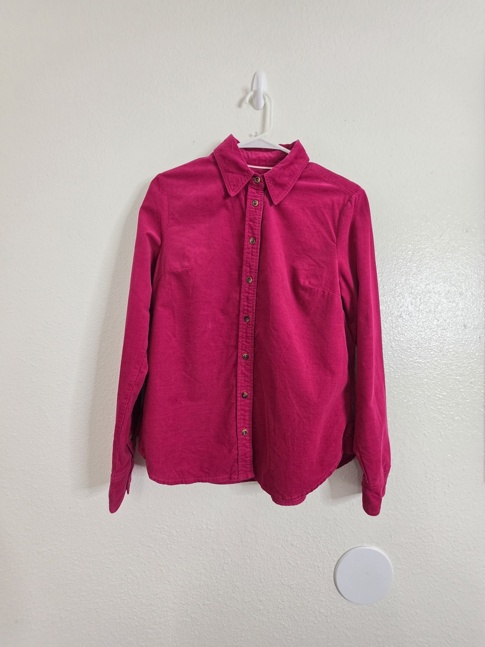 Boden Pink Fine Corduroy Button Down Shirt US 8 UK 12 Long Sleeve Cotton Top